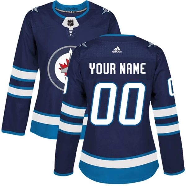 Damen Winnipeg Jets Trikot Benutzerdefinierte Navy Authentic